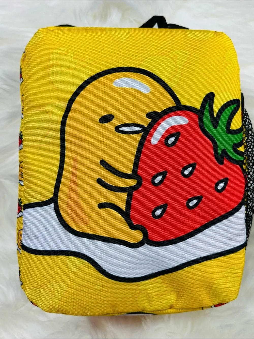 Sanrio Gudetama Yellow and Red Strawberry Kids Lunch Bag